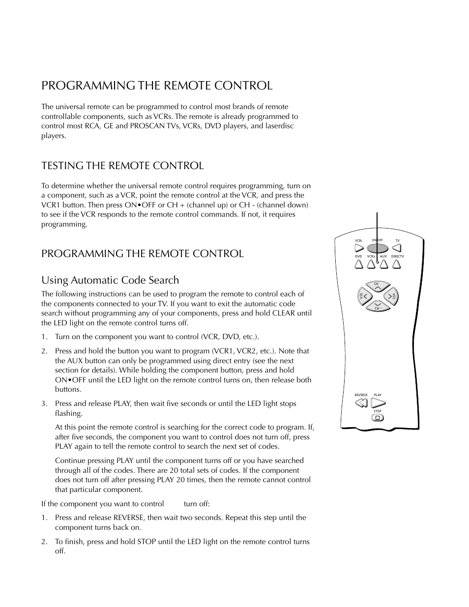 Programming the remote control, Using the remote, Testing the remote control | DirecTV HDTV User Manual | Page 23 / 98