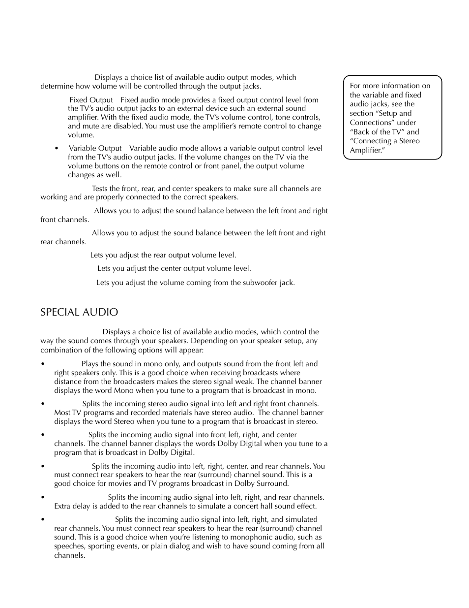 Special audio, Adjusting tv controls | DirecTV HDTV User Manual | Page 50 / 98