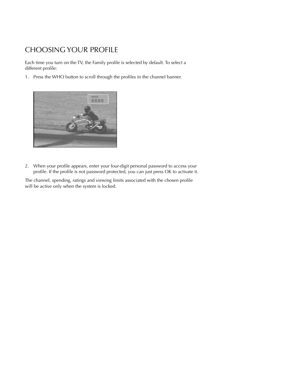 Choosing your profile, Using the profiles | DirecTV HDTV User Manual | Page 63 / 98