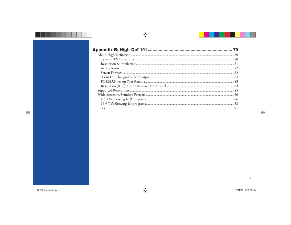 Appendix b: high-def 101 | DirecTV HD DVR User Manual | Page 10 / 108