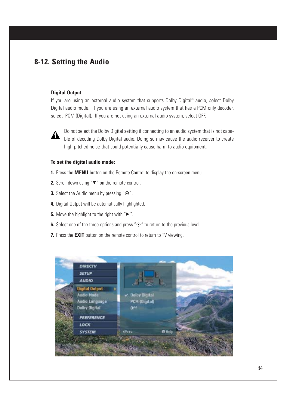 12. setting the audio | DirecTV HUGHES/ HTL-HD User Manual | Page 85 / 121