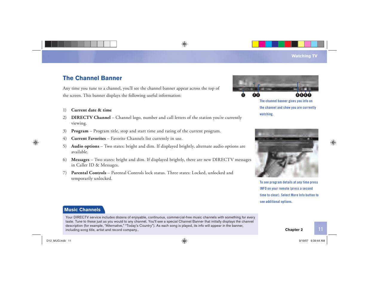 The channel banner | DirecTV D12 User Manual | Page 17 / 79