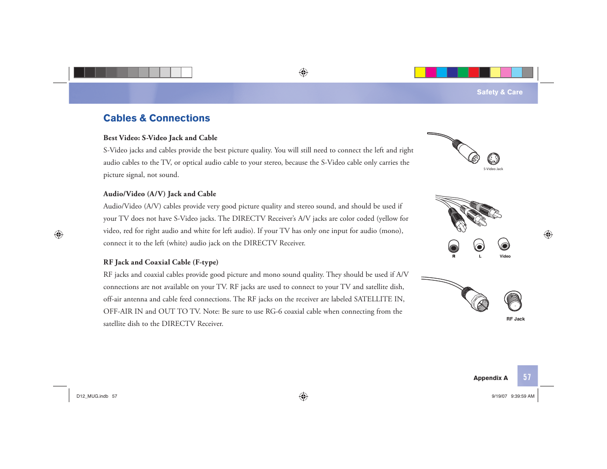 Cables & connections | DirecTV D12 User Manual | Page 63 / 79