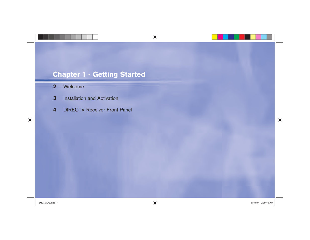 Chapter 1 - getting started | DirecTV D12 User Manual | Page 7 / 79