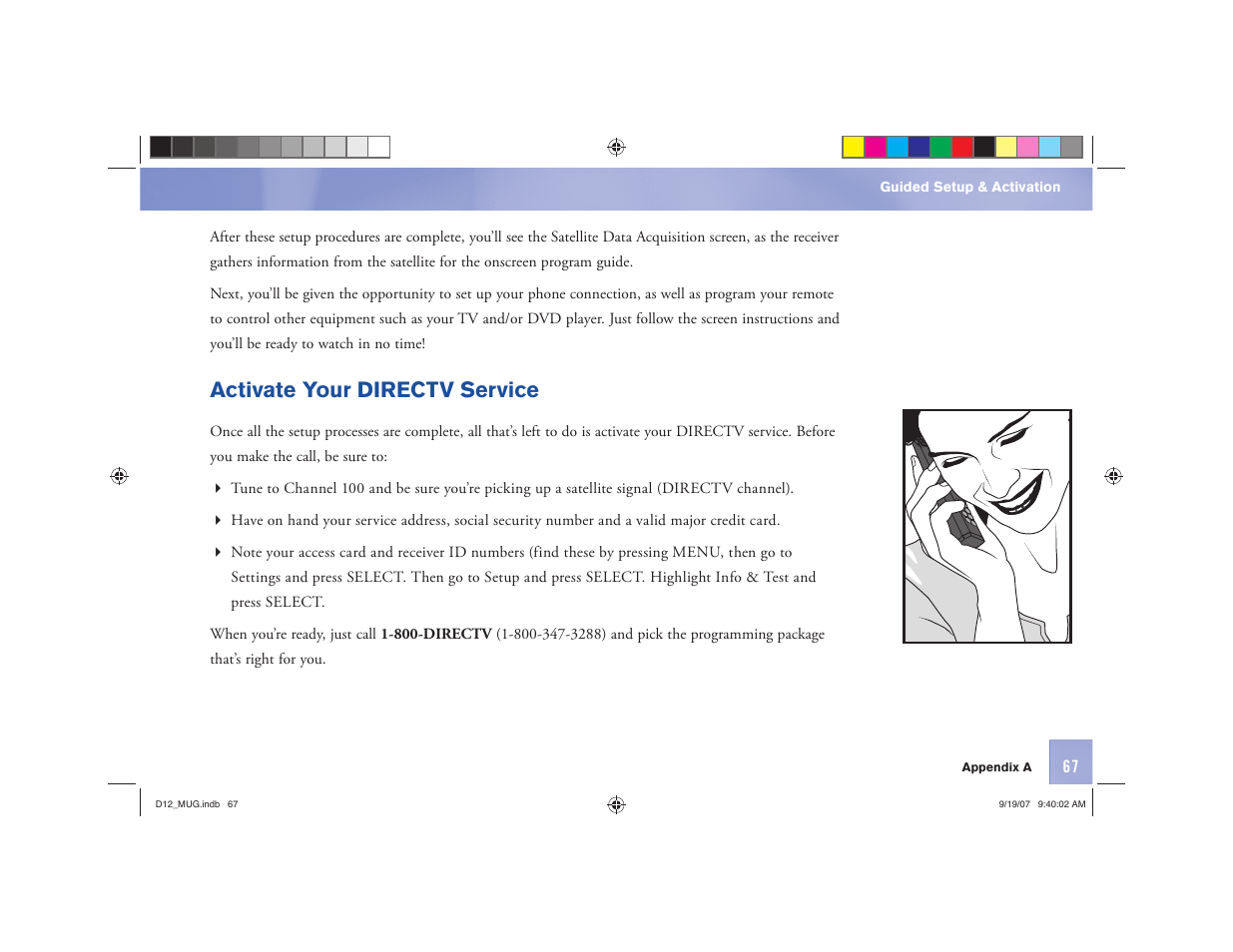 Activate your directv service | DirecTV D12 User Manual | Page 73 / 79