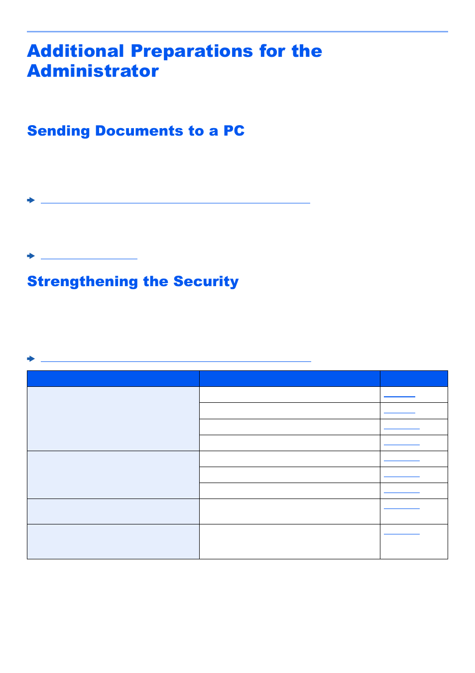 Additional preparations for the administrator, Sending documents to a pc, Strengthening the security | Additional preparations for the administrator -59 | Kyocera TASKalfa 2552ci User Manual | Page 126 / 682