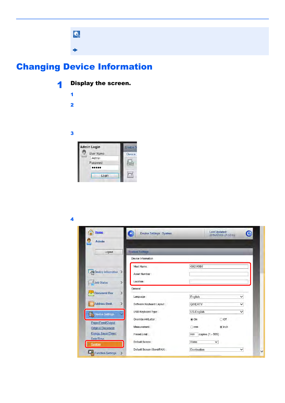 Changing device information, Changing device information -64 | Kyocera TASKalfa 2552ci User Manual | Page 131 / 682