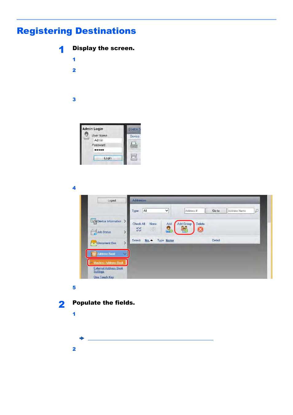 Registering destinations, Registering destinations -69 | Kyocera TASKalfa 2552ci User Manual | Page 136 / 682