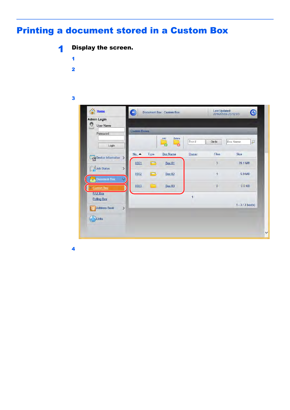 Printing a document stored in a custom box, Printing a document stored in a custom box -71 | Kyocera TASKalfa 2552ci User Manual | Page 138 / 682