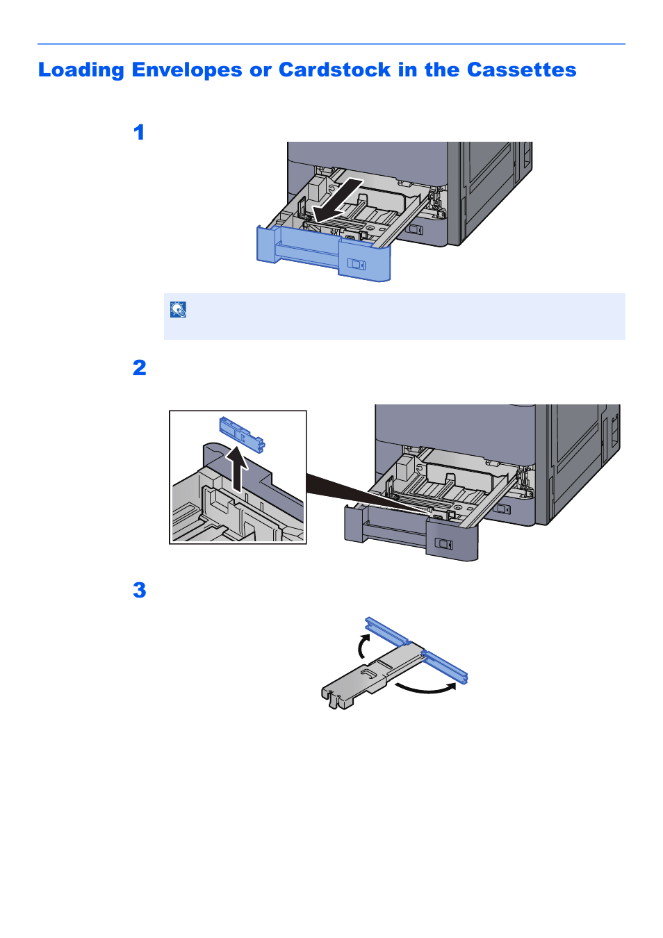 Loading envelopes or cardstock in the cassettes | Kyocera TASKalfa 2552ci User Manual | Page 155 / 682
