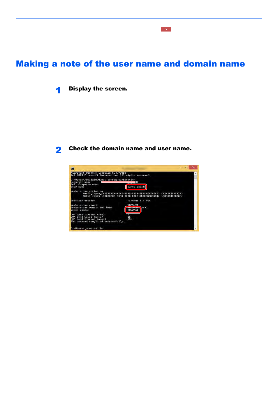 Making a note of the user name and domain name, Making a note of the user name and domain name -20 | Kyocera TASKalfa 2552ci User Manual | Page 165 / 682