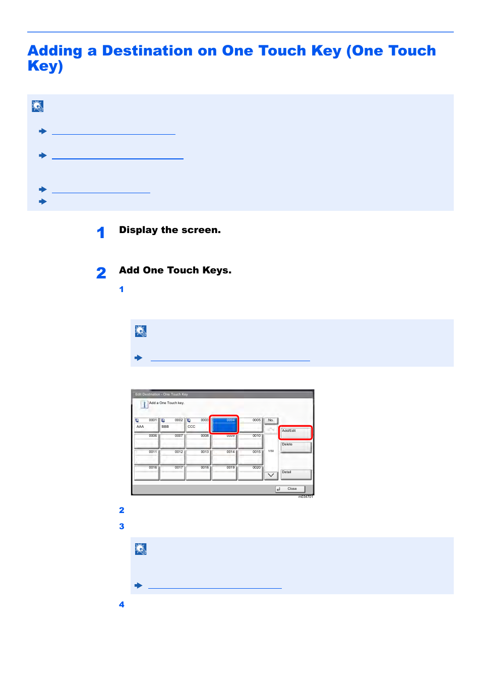 Display the screen, Add one touch keys | Kyocera TASKalfa 2552ci User Manual | Page 181 / 682