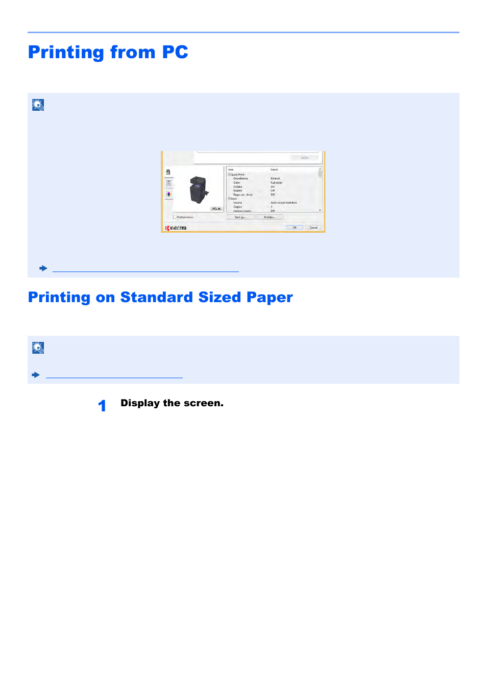 Printing from pc, Printing on standard sized paper, Printing from pc -4 | Printing on standard sized paper -4 | Kyocera TASKalfa 2552ci User Manual | Page 186 / 682
