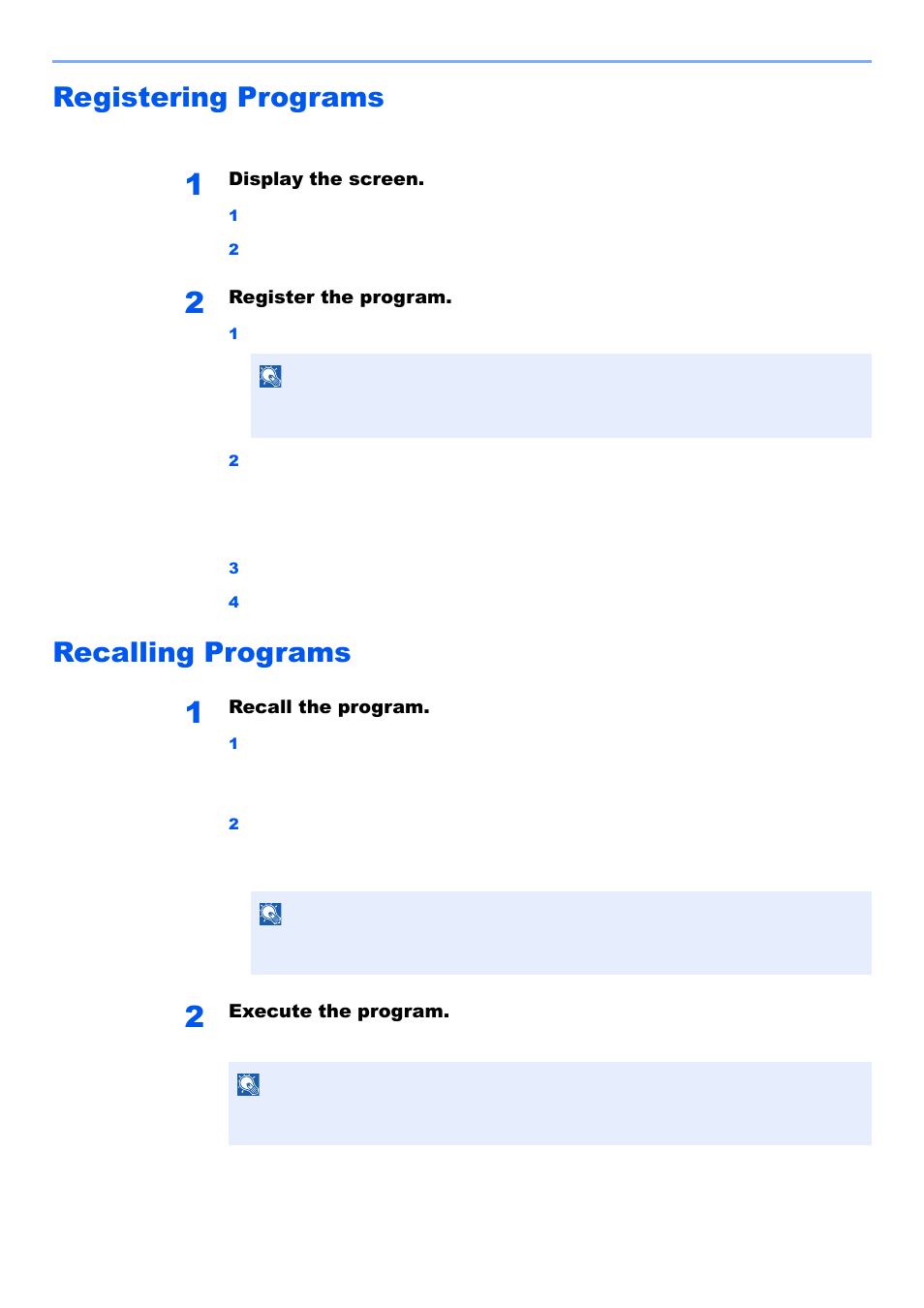 Registering programs, Recalling programs, Registering programs -11 recalling programs -11 | Kyocera TASKalfa 2552ci User Manual | Page 219 / 682