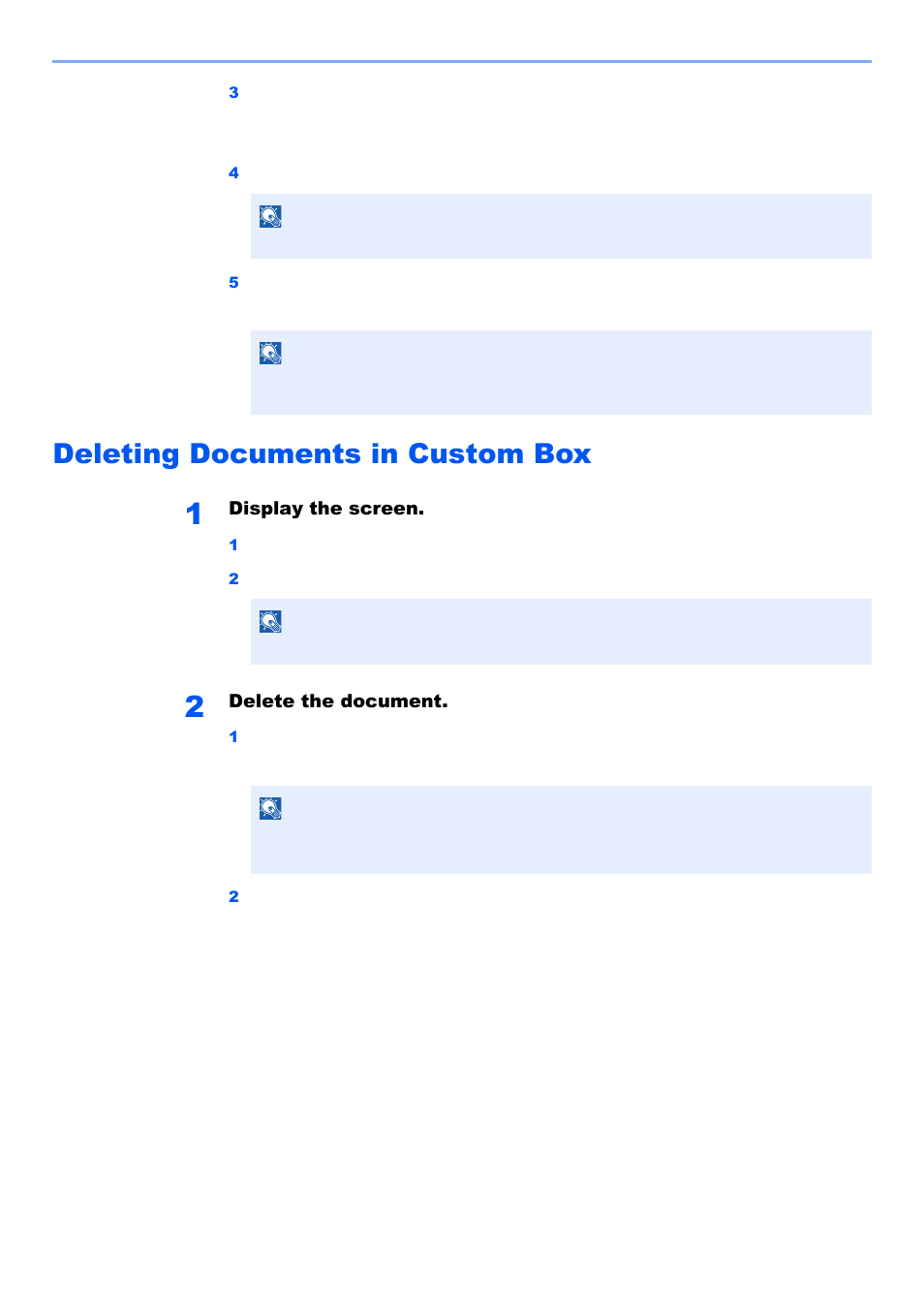 Deleting documents in custom box, Deleting documents in custom box -62, Delete | Deleting documents in custom box . 5-62 | Kyocera TASKalfa 2552ci User Manual | Page 270 / 682
