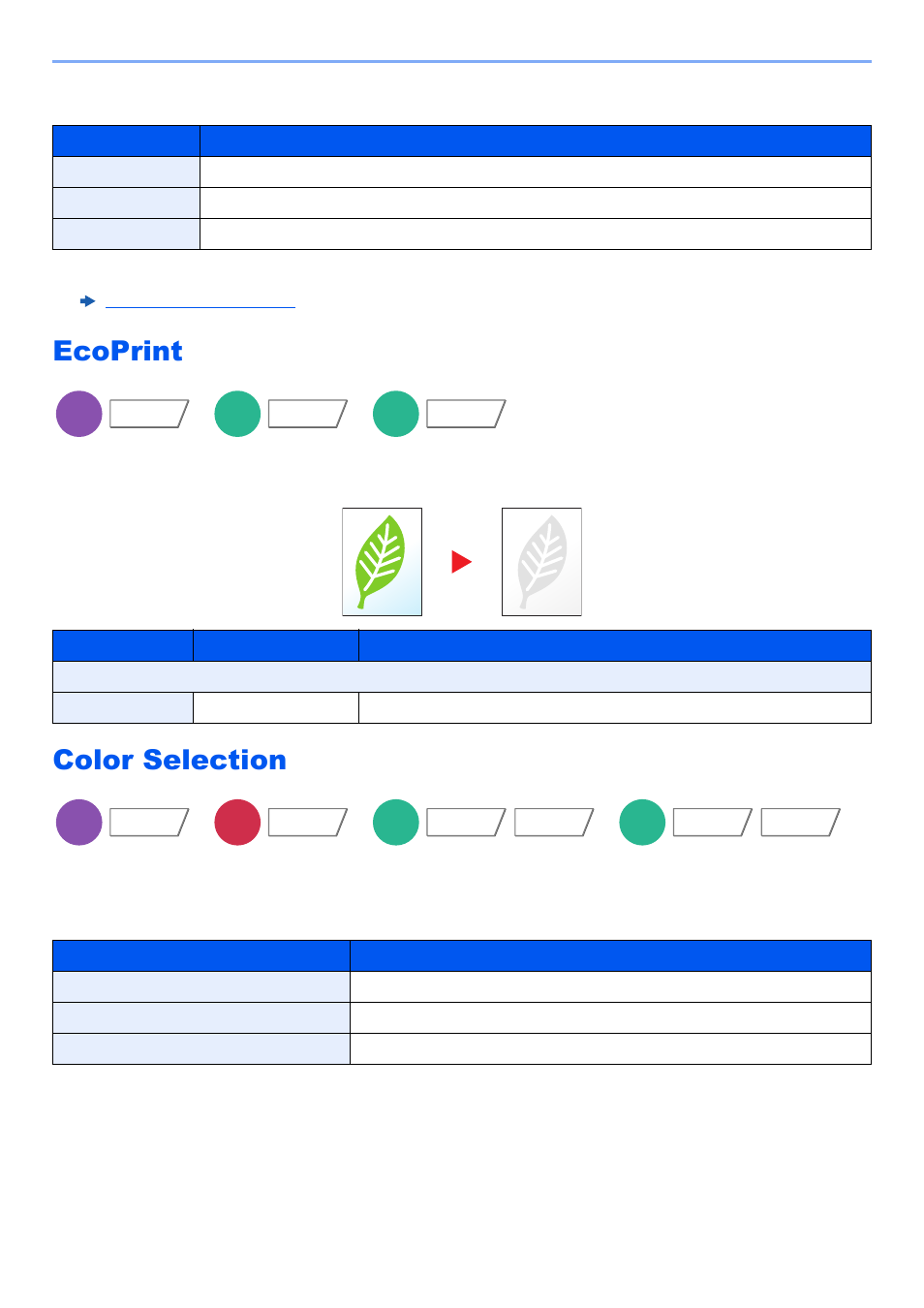 Ecoprint, Color selection, Ecoprint -32 color selection -32 | Lection, Select the color mode setting, Sending/printing/storing, Copying | Kyocera TASKalfa 2552ci User Manual | Page 312 / 682
