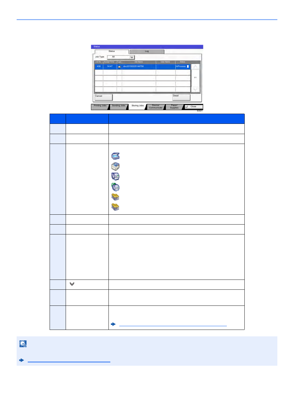 Store job status screen | Kyocera TASKalfa 2552ci User Manual | Page 371 / 682