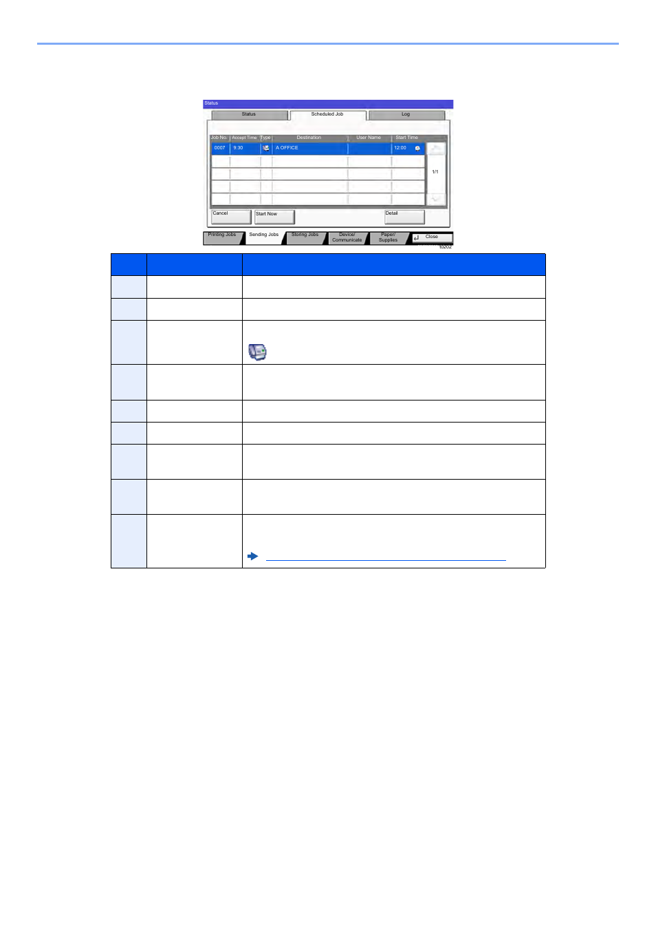 Scheduled job status screen | Kyocera TASKalfa 2552ci User Manual | Page 372 / 682