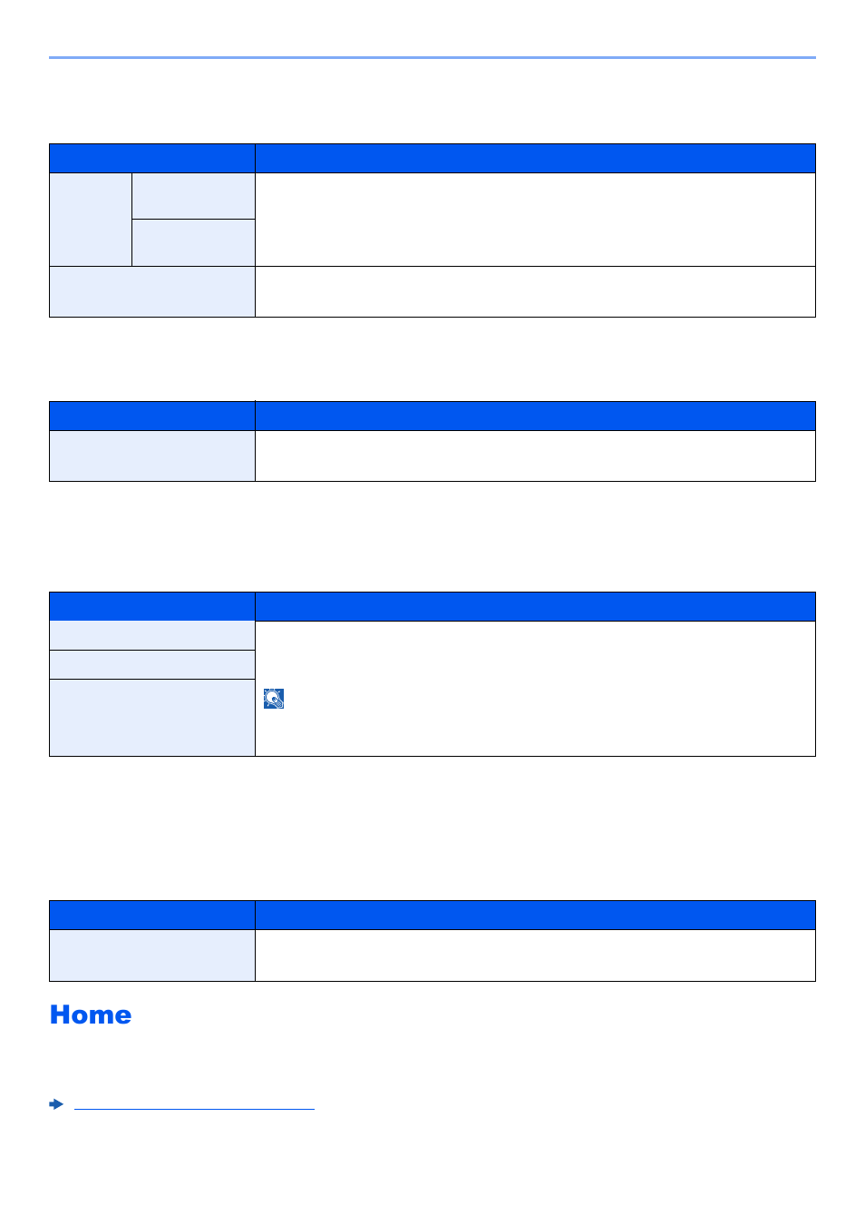 Home, Home -32, F message | Configure settings for home screen, Numeric keypad settings, Prevent light reflection, Function key assignment, Show power off message | Kyocera TASKalfa 2552ci User Manual | Page 411 / 682