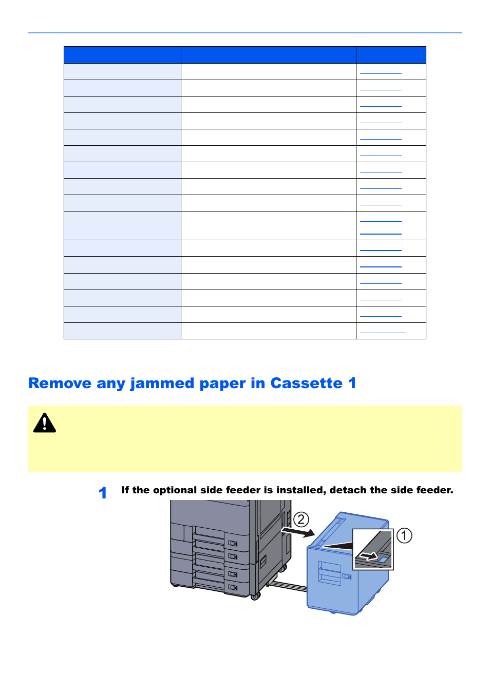 Remove any jammed paper in cassette 1, Remove any jammed paper in cassette 1 -58, Caution | Kyocera TASKalfa 2552ci User Manual | Page 569 / 682