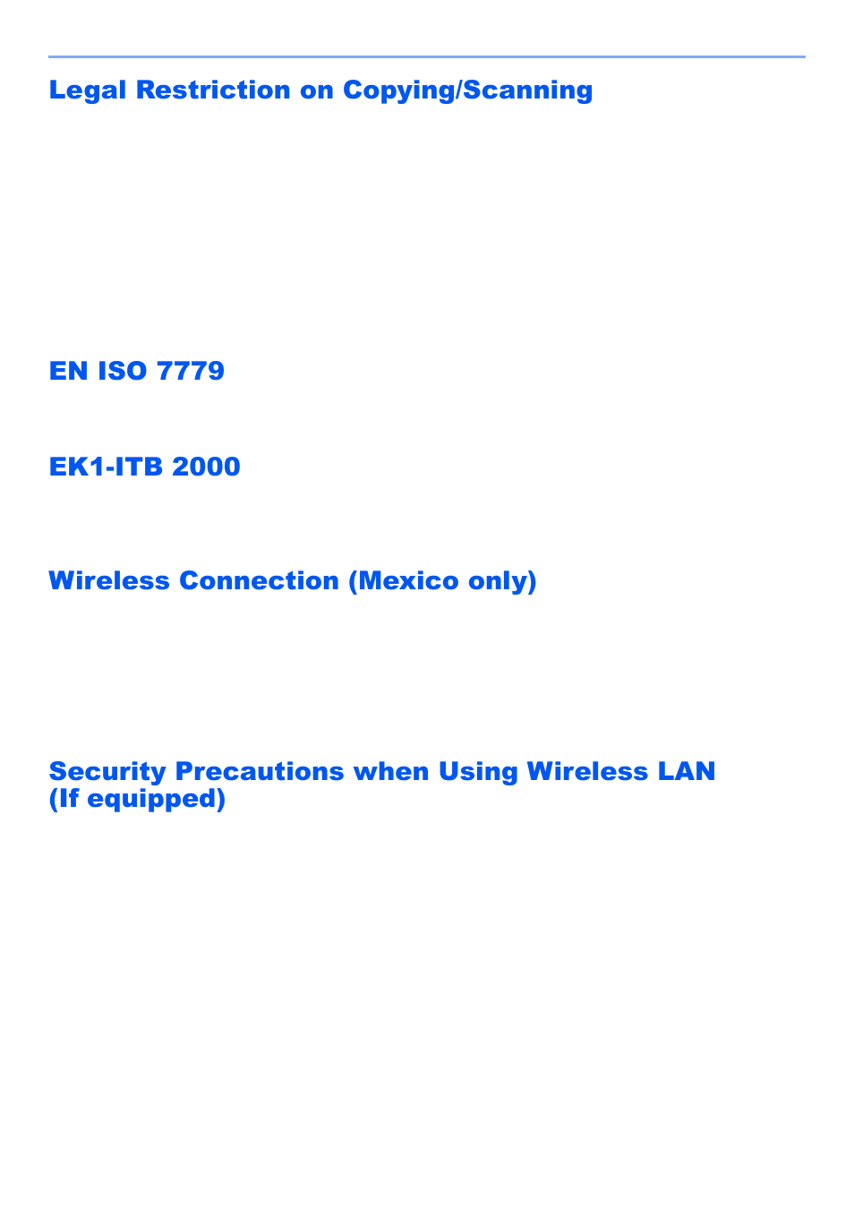 Legal restriction on copying/scanning, En iso 7779, Ek1-itb 2000 | Wireless connection (mexico only) | Kyocera TASKalfa 2552ci User Manual | Page 59 / 682