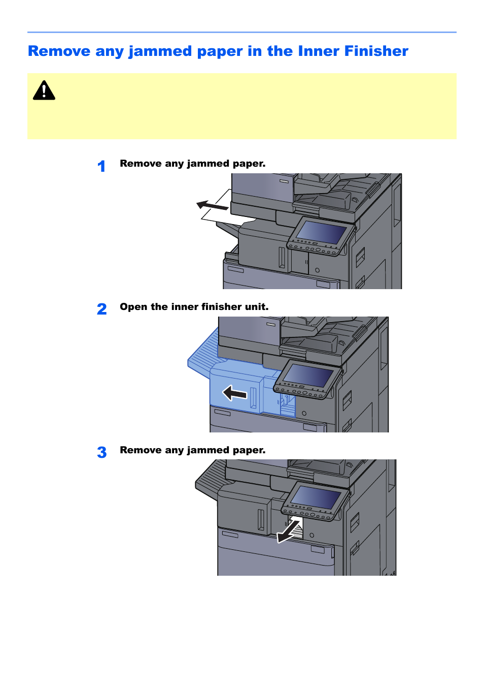 Remove any jammed paper in the inner finisher, Remove any jammed paper in the inner finisher -83 | Kyocera TASKalfa 2552ci User Manual | Page 594 / 682