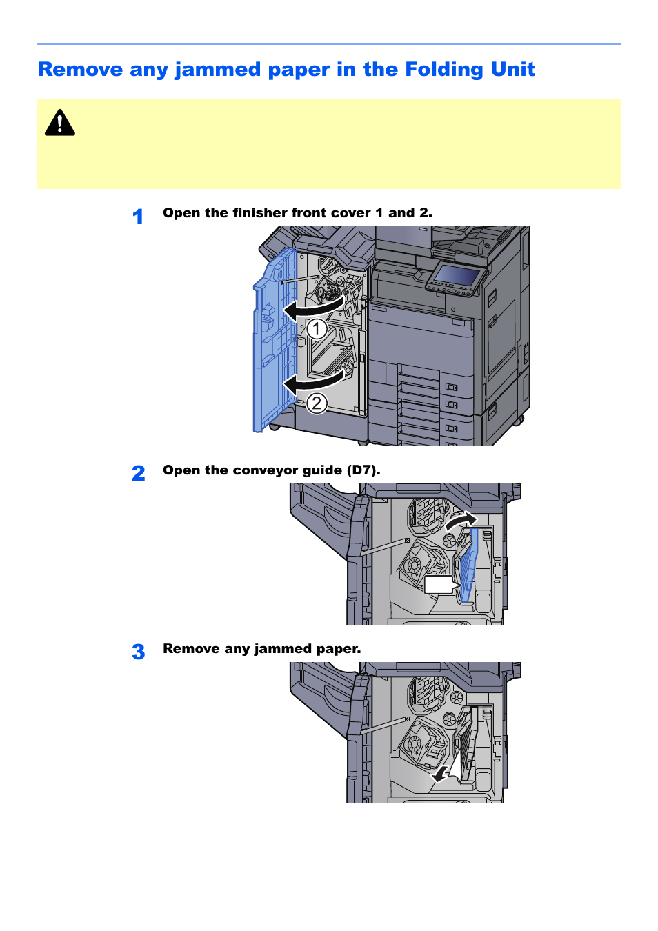Remove any jammed paper in the folding unit, Remove any jammed paper in the folding unit -98 | Kyocera TASKalfa 2552ci User Manual | Page 609 / 682