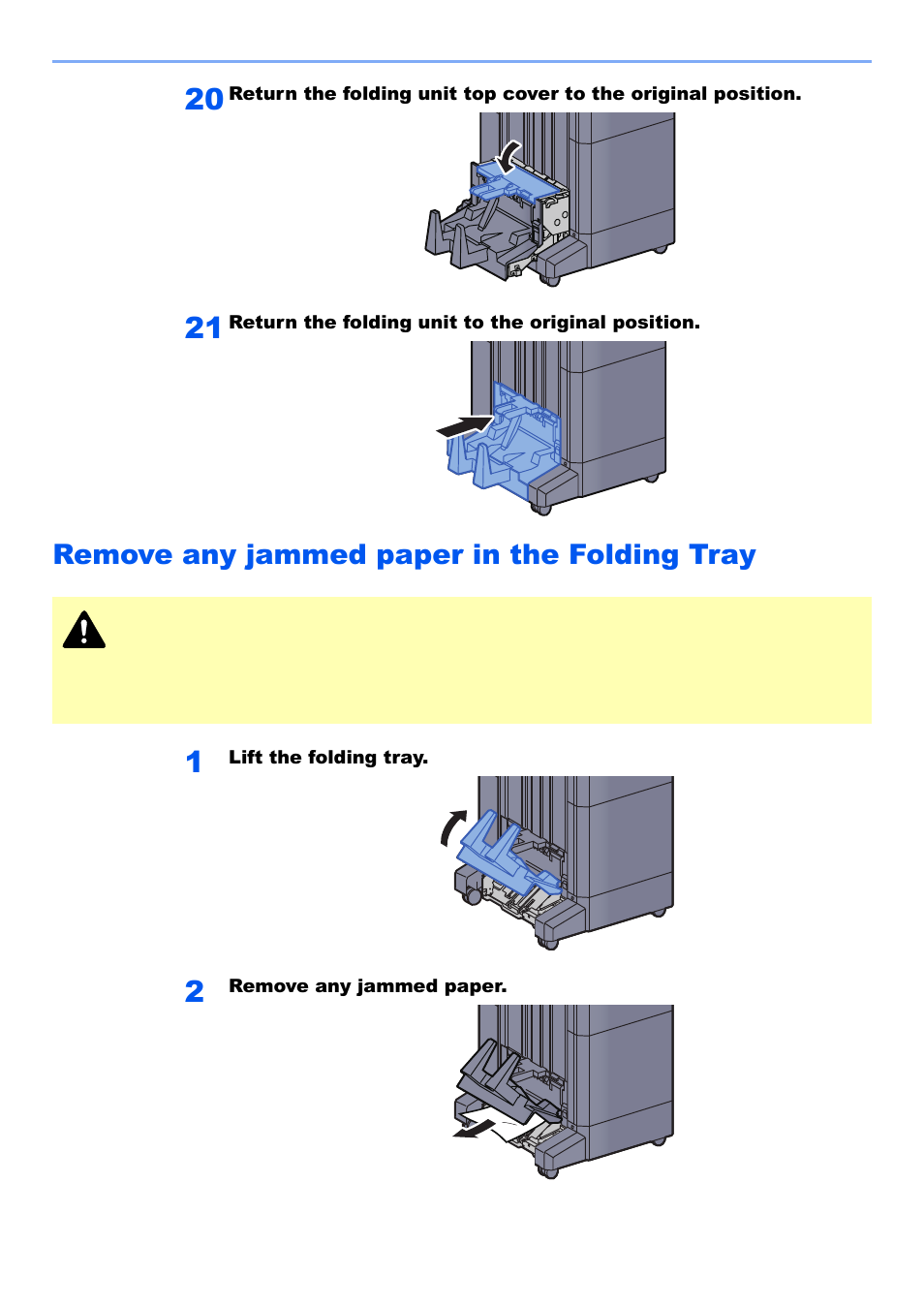 Remove any jammed paper in the folding tray, Remove any jammed paper in the folding tray -103 | Kyocera TASKalfa 2552ci User Manual | Page 614 / 682