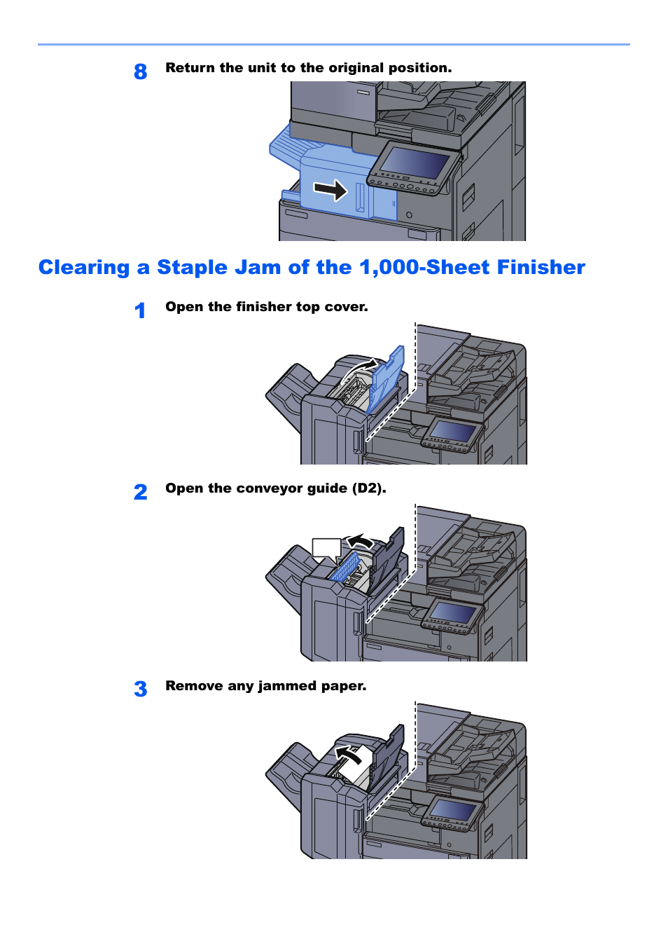 Clearing a staple jam of the 1,000-sheet finisher | Kyocera TASKalfa 2552ci User Manual | Page 621 / 682