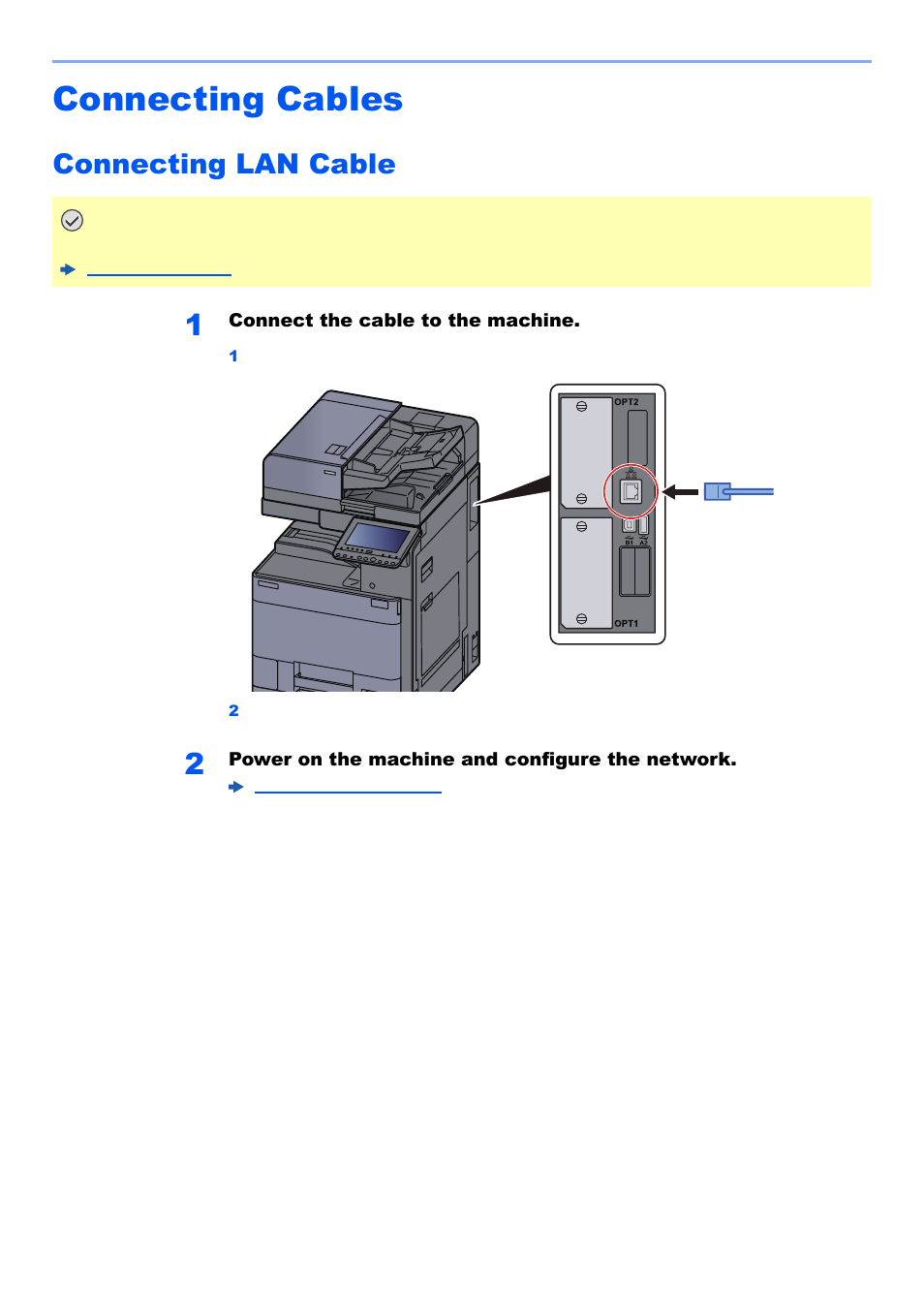 Connecting cables, Connecting lan cable, Connecting cables -7 | Connecting lan cable -7 | Kyocera TASKalfa 2552ci User Manual | Page 74 / 682