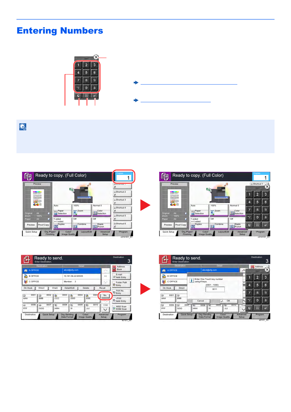 Entering numbers, Entering numbers -23 | Kyocera TASKalfa 2552ci User Manual | Page 90 / 682