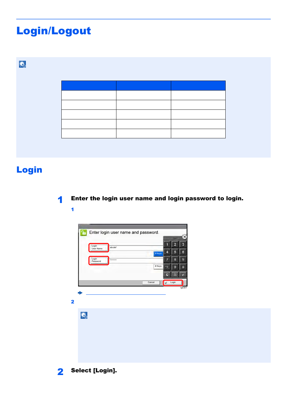 Login/logout, Login, Login/logout -27 | Login -27, Normal login, Select [login | Kyocera TASKalfa 2552ci User Manual | Page 94 / 682