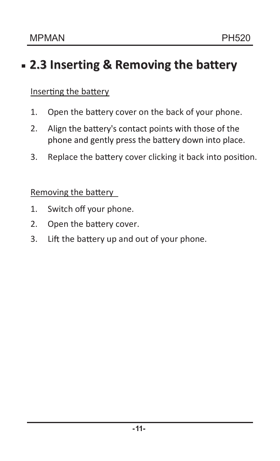 Mpman PH520 User Manual | Page 11 / 22
