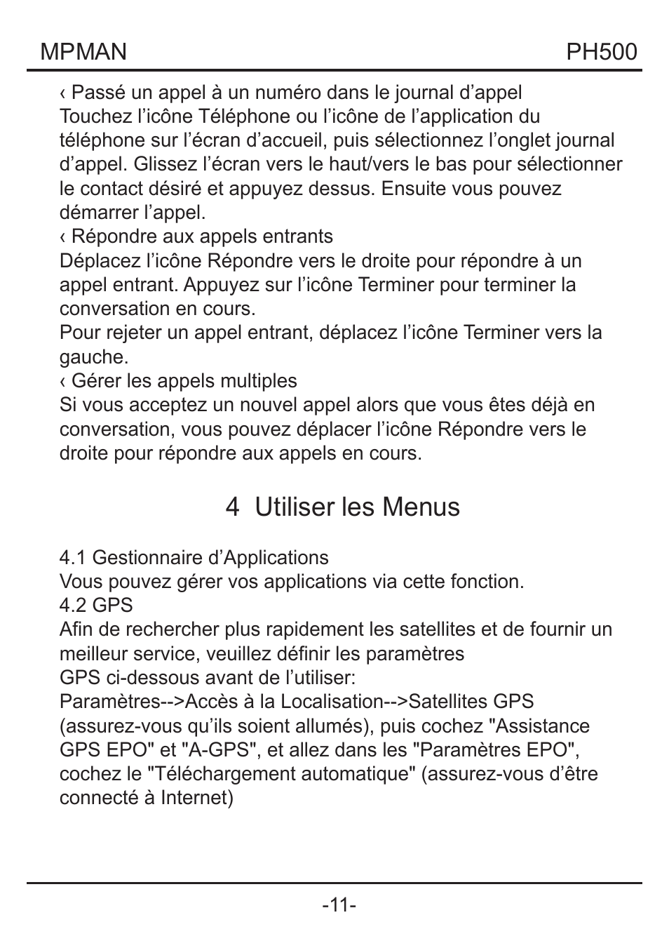 4 utiliser les menus | Mpman PH500 User Manual | Page 40 / 179