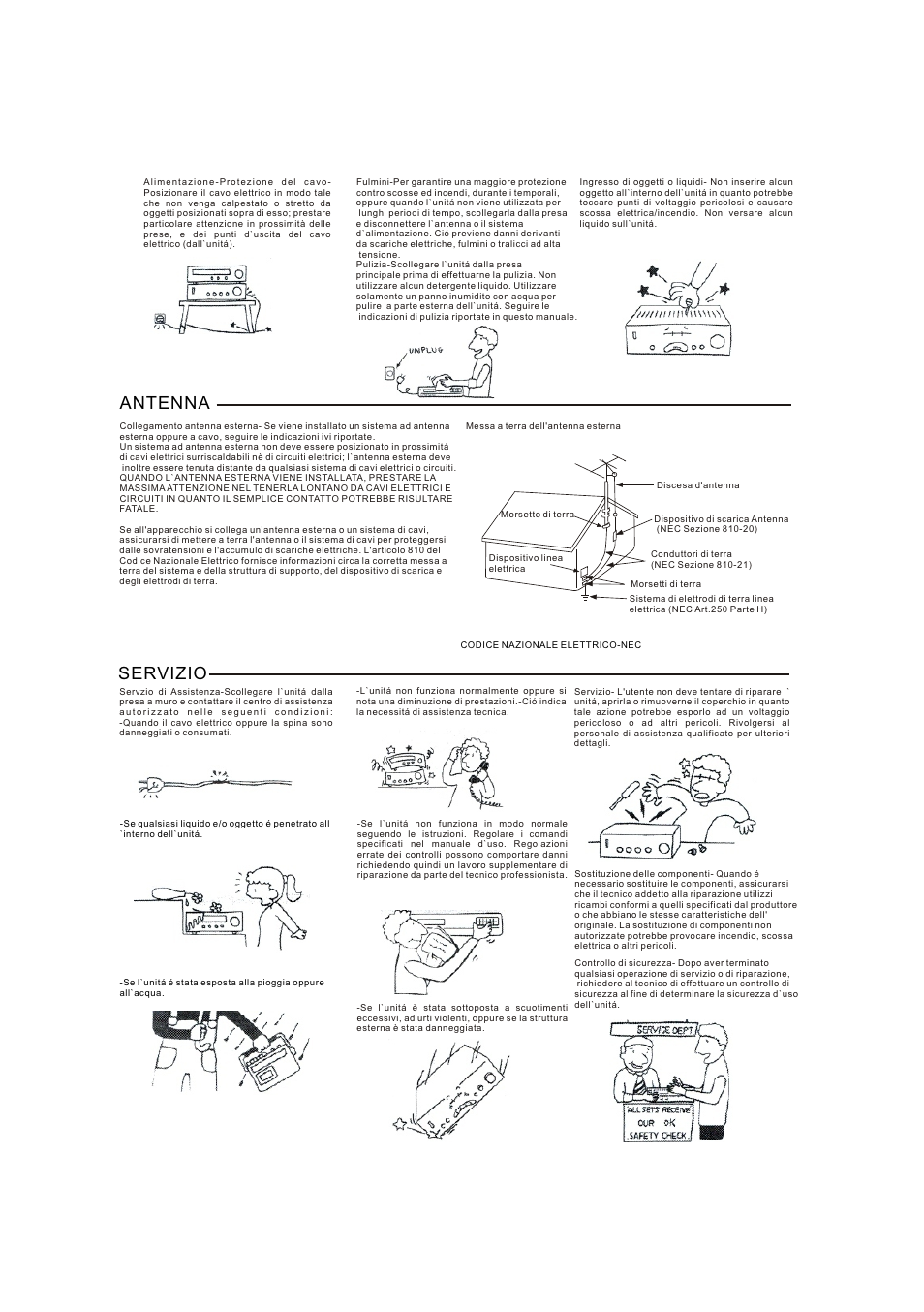 页面 3, Antenna, Servizio | Mpman XVD220 User Manual | Page 34 / 43