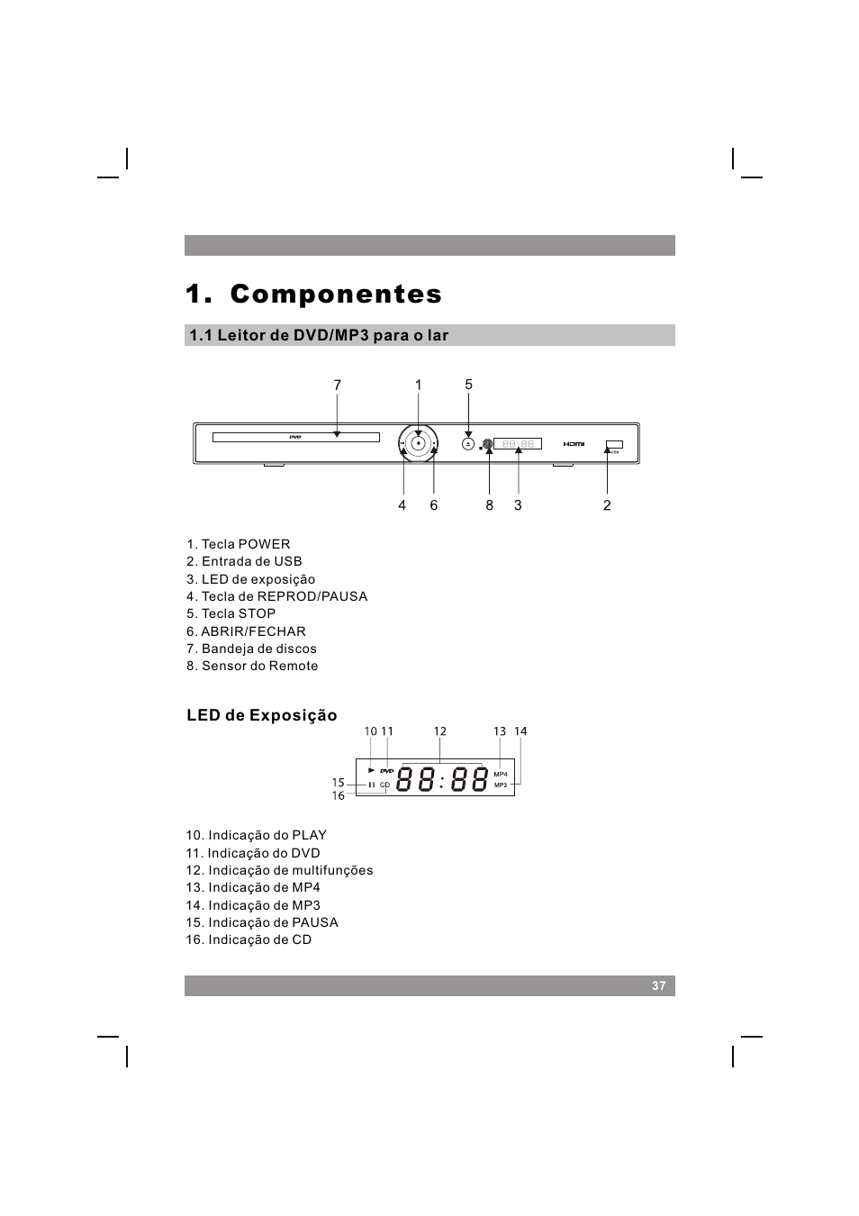 页面 39, Componentes | Mpman XVD360 HDMI User Manual | Page 39 / 44