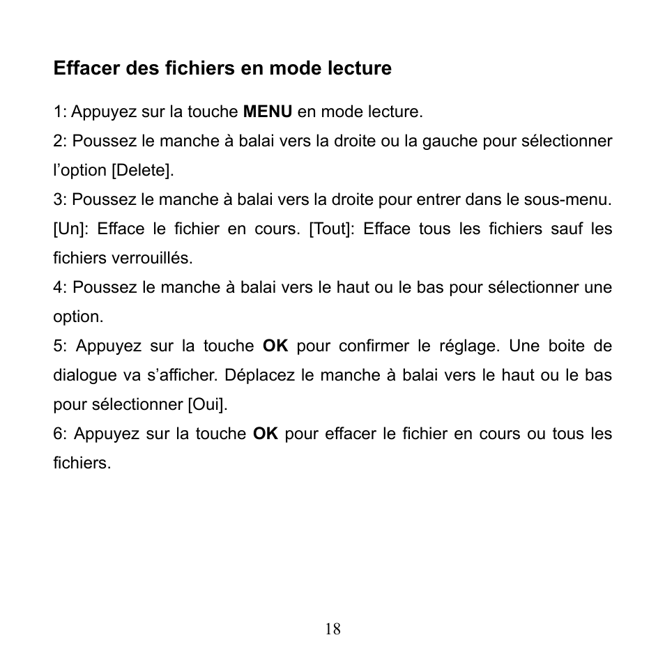 Effacer des fichiers en mode lecture | Mpman PC24 User Manual | Page 41 / 122
