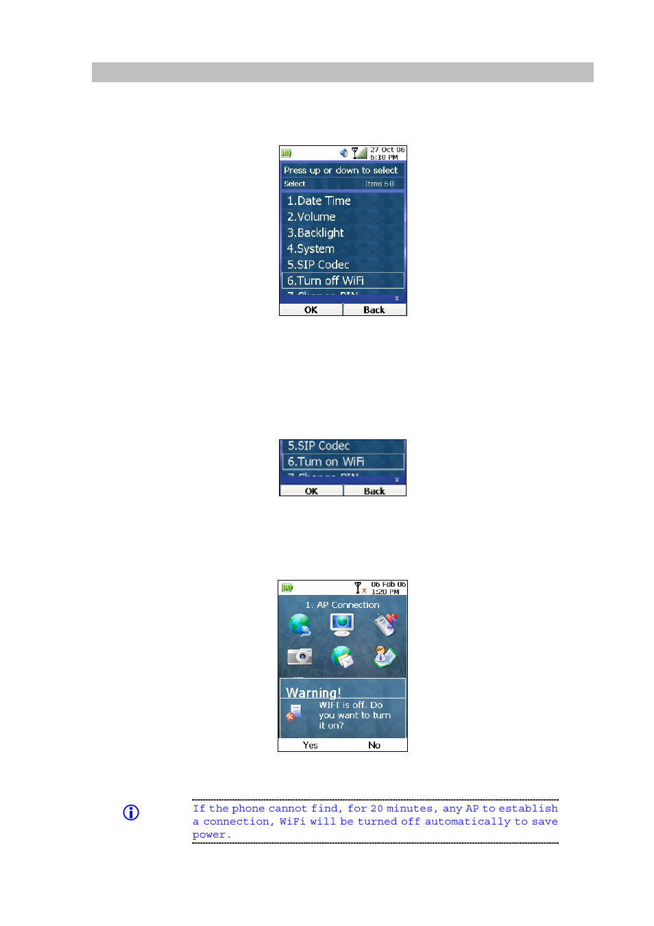 Turn off / on wifi | PLANET VIP-191 User Manual | Page 41 / 130