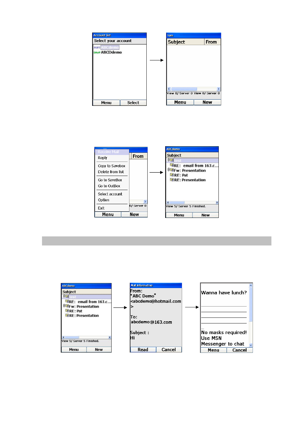 Read email, Show previous or next email, Send email | PLANET VIP-191 User Manual | Page 72 / 130