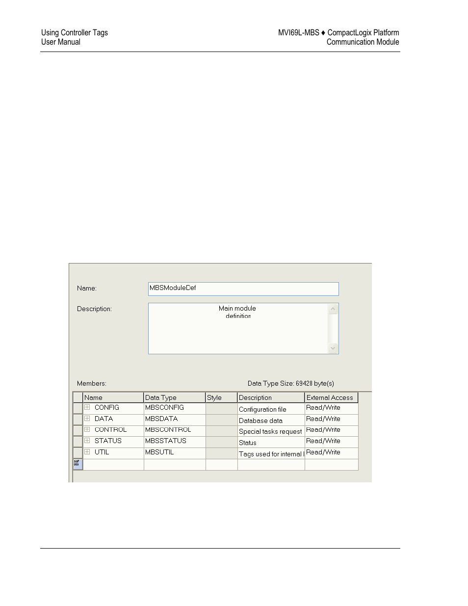 User-defined data types (udts), Mvi69l-mbs user-defined data types | ProSoft Technology MVI69L-MBS User Manual | Page 80 / 154