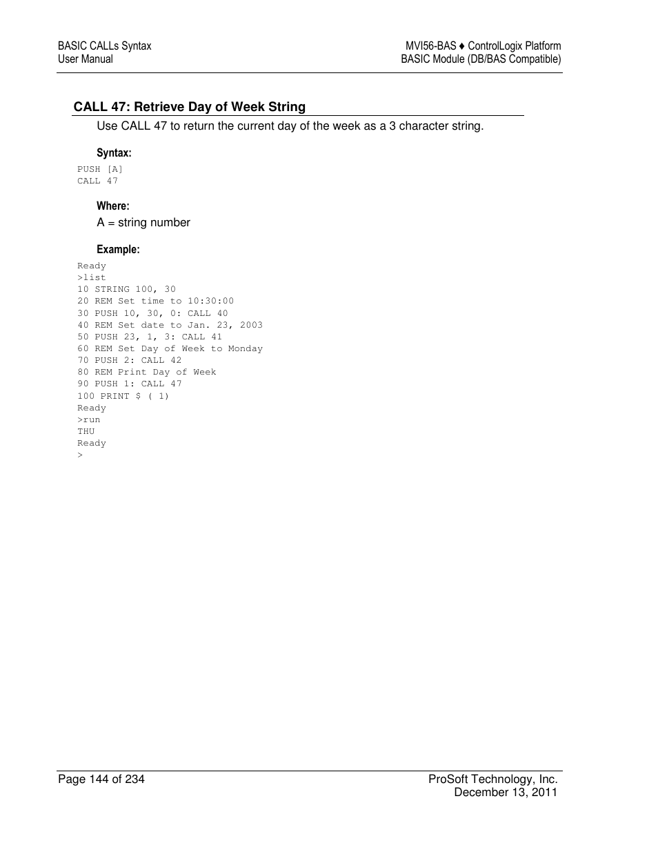 ProSoft Technology MVI56-BAS User Manual | Page 144 / 234