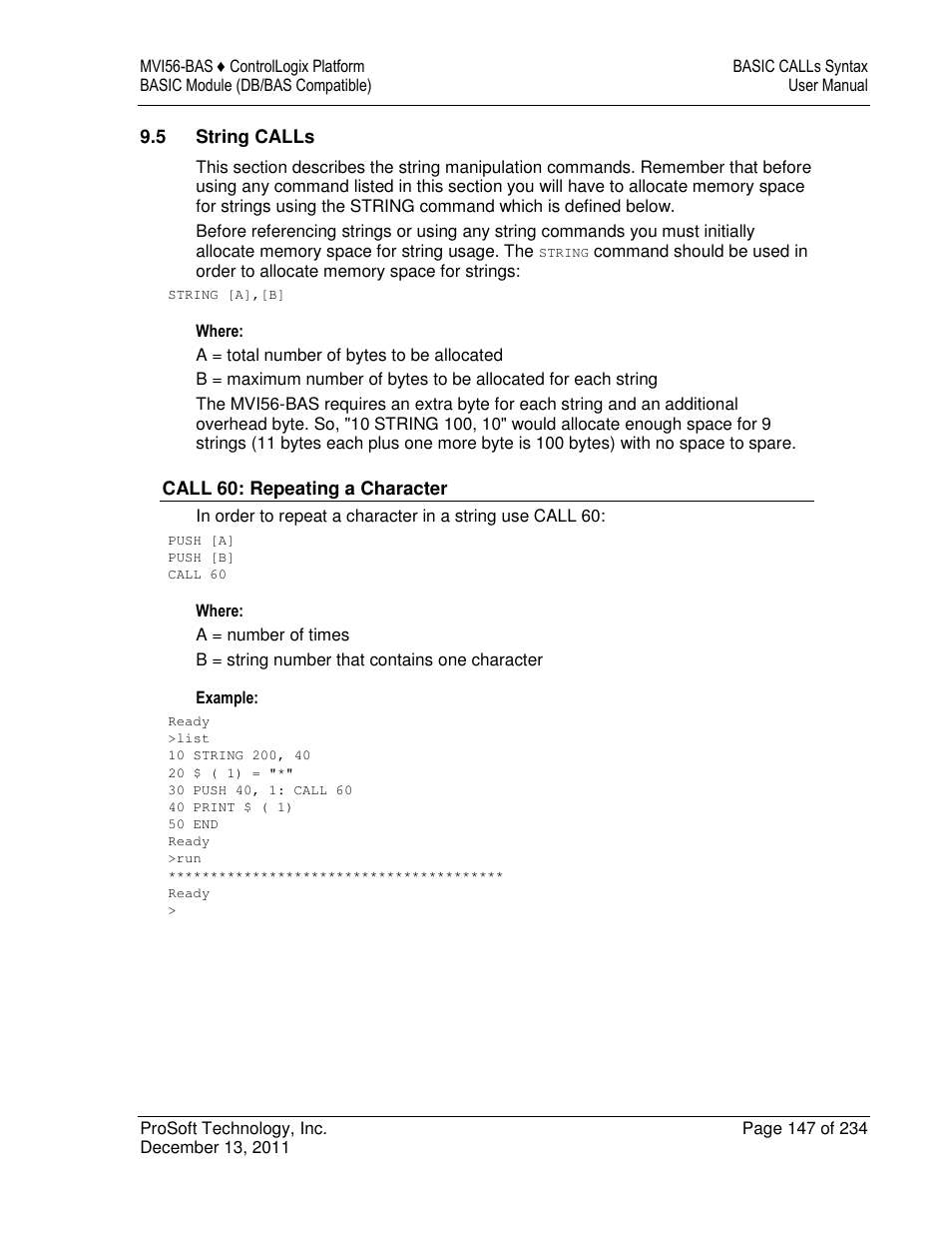 ProSoft Technology MVI56-BAS User Manual | Page 147 / 234
