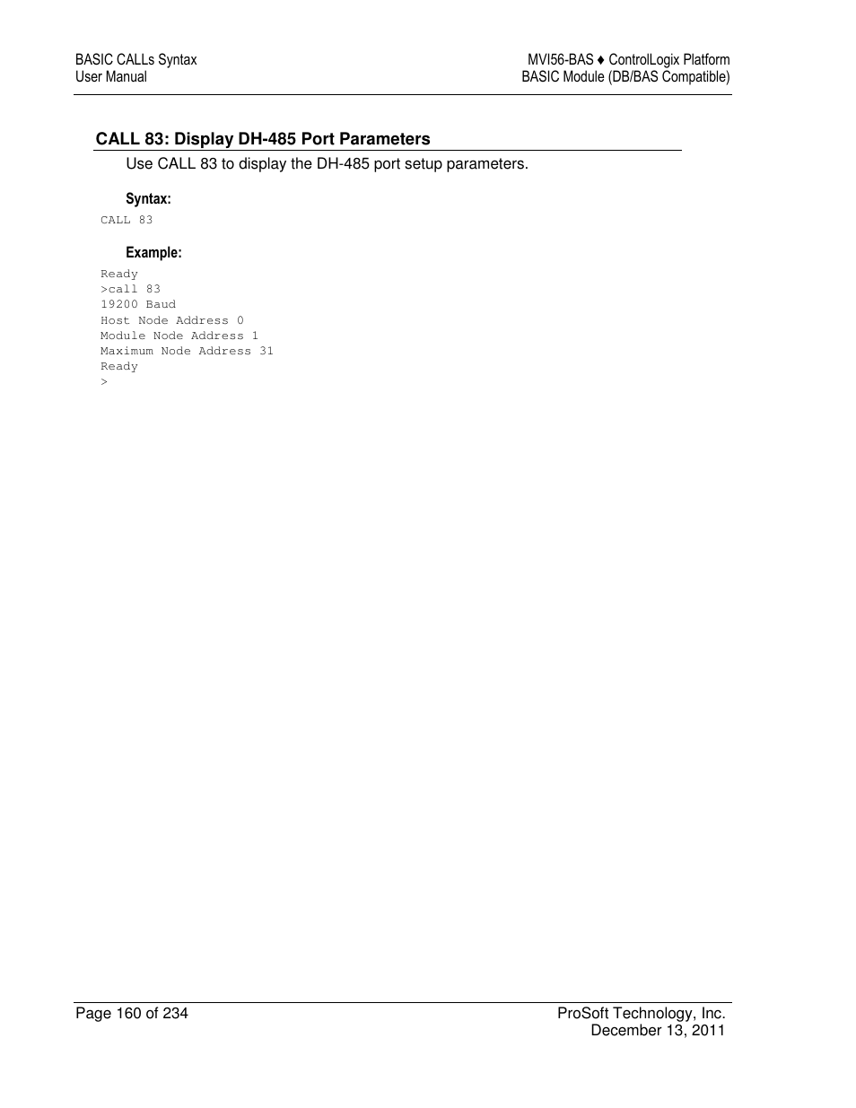 ProSoft Technology MVI56-BAS User Manual | Page 160 / 234