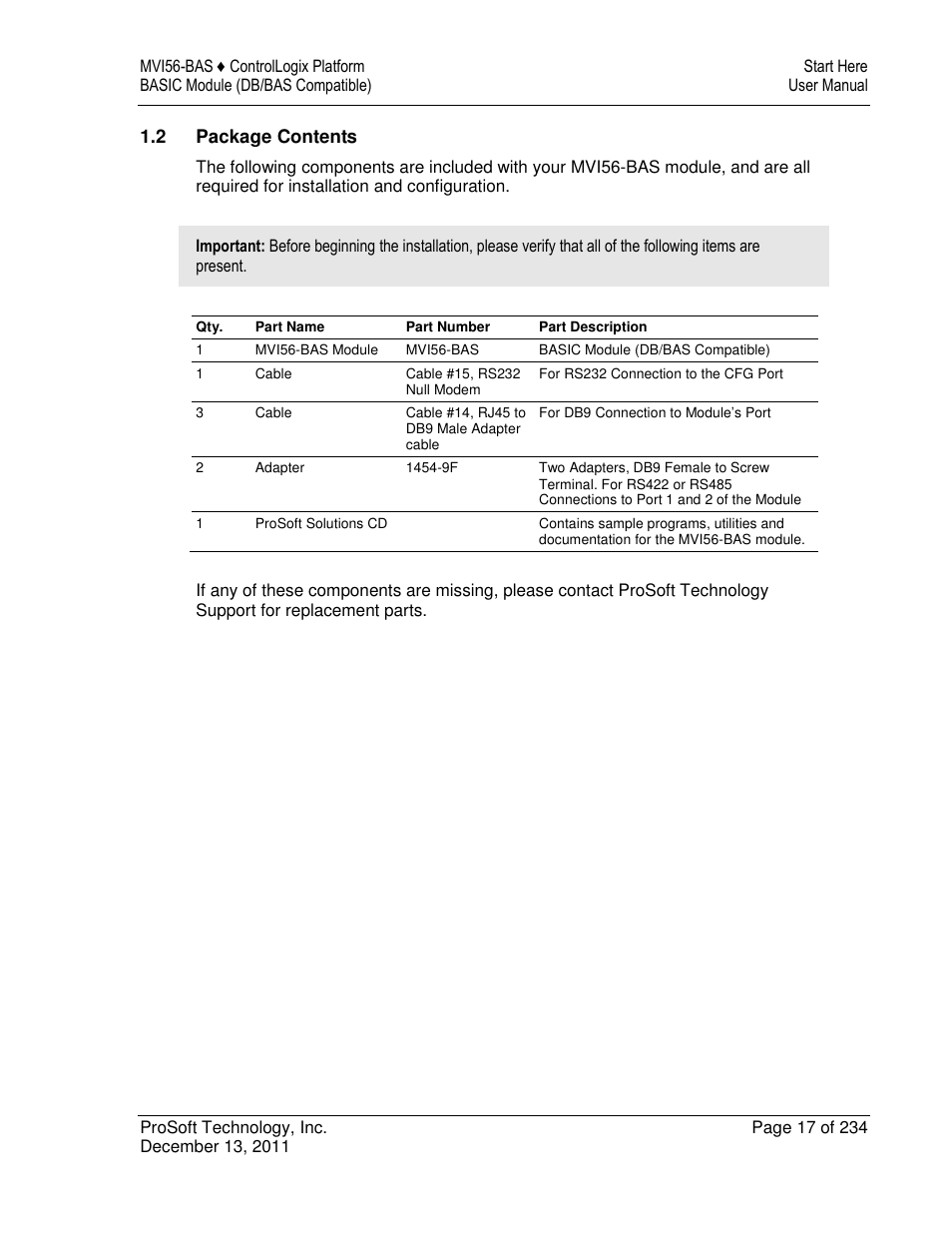 ProSoft Technology MVI56-BAS User Manual | Page 17 / 234