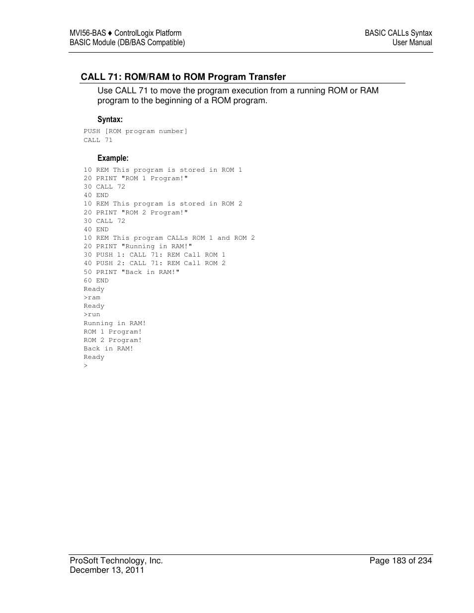 ProSoft Technology MVI56-BAS User Manual | Page 183 / 234