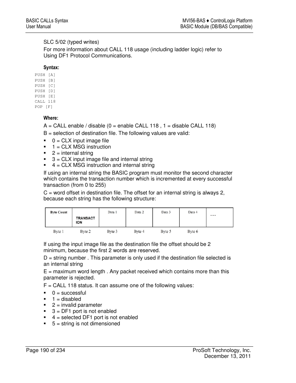ProSoft Technology MVI56-BAS User Manual | Page 190 / 234