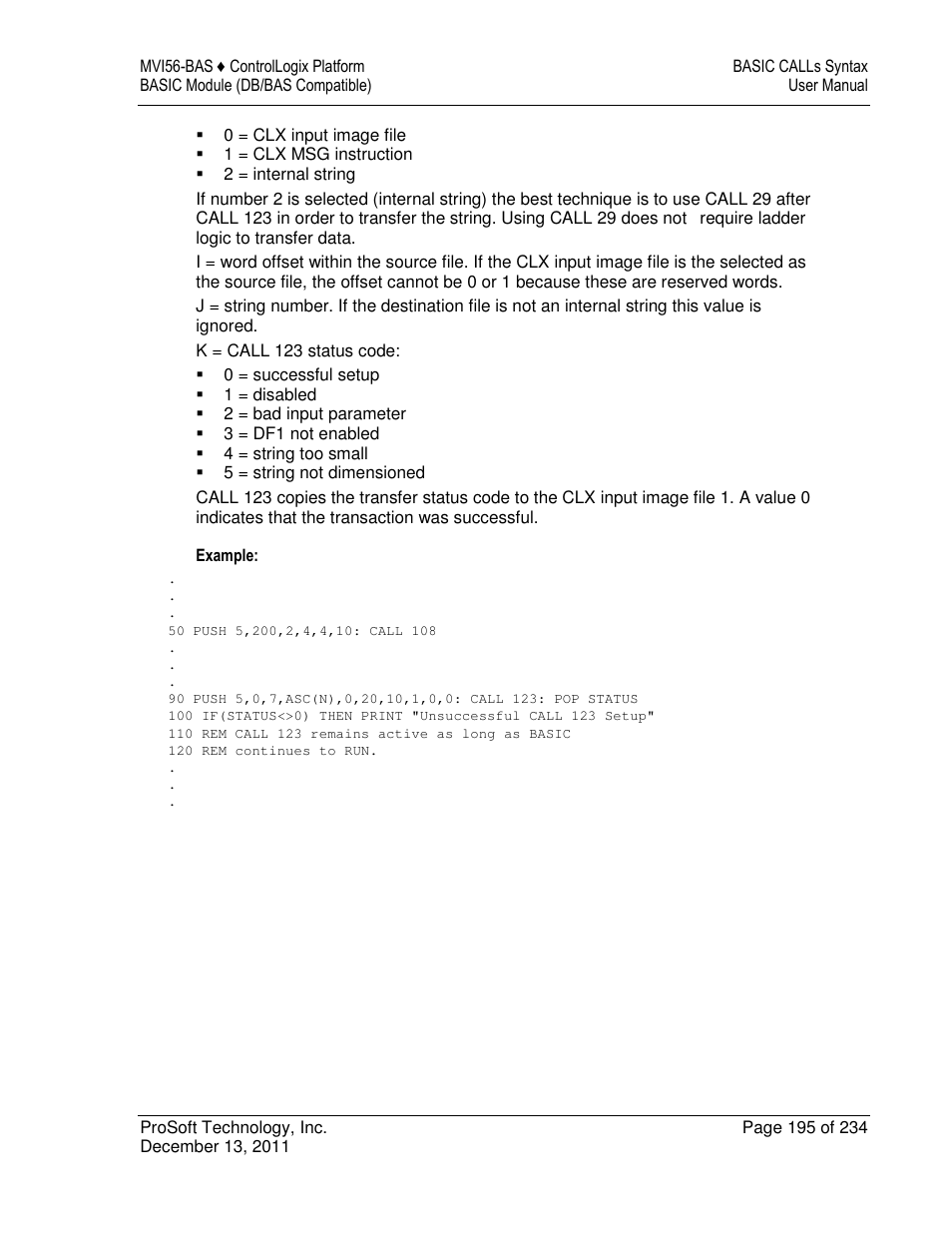 ProSoft Technology MVI56-BAS User Manual | Page 195 / 234