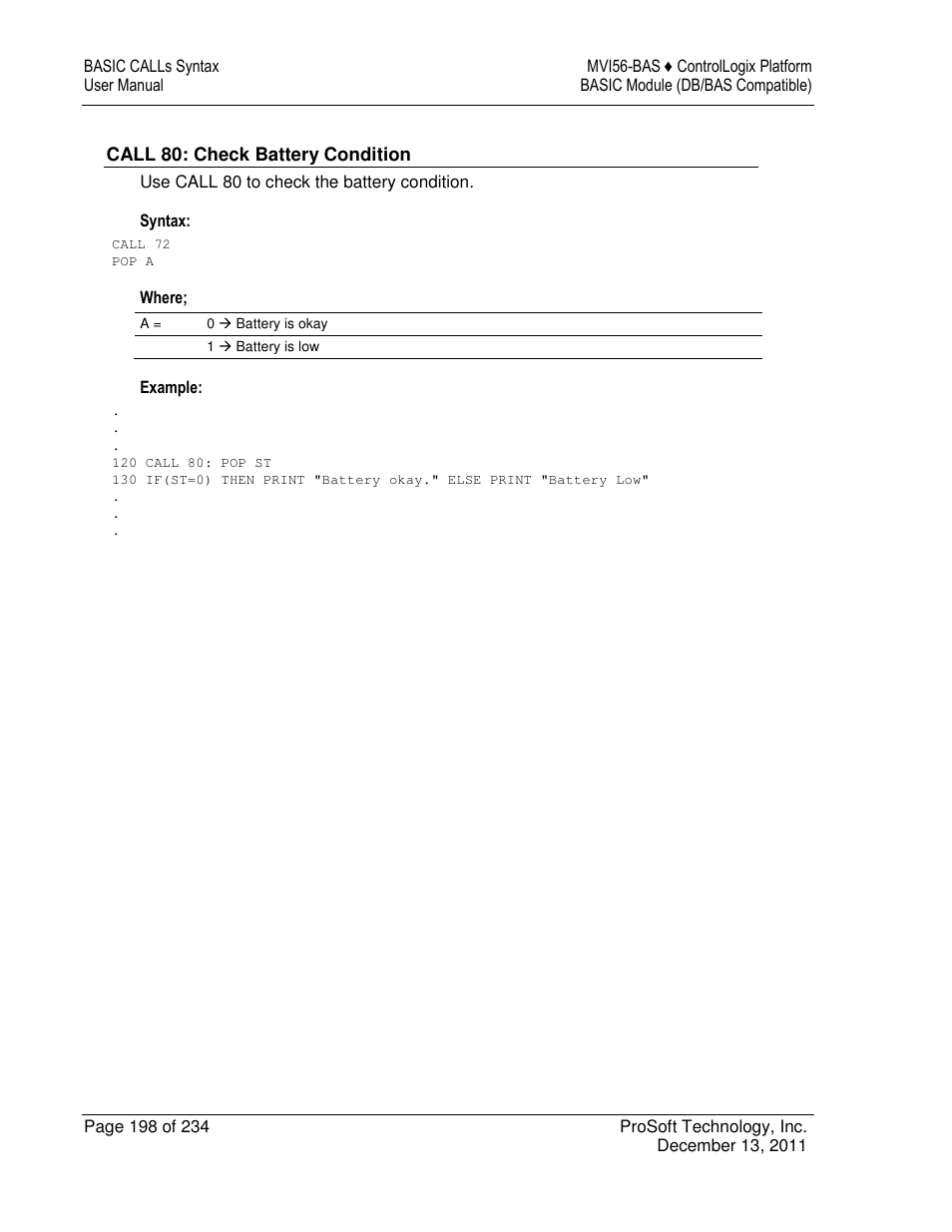 ProSoft Technology MVI56-BAS User Manual | Page 198 / 234