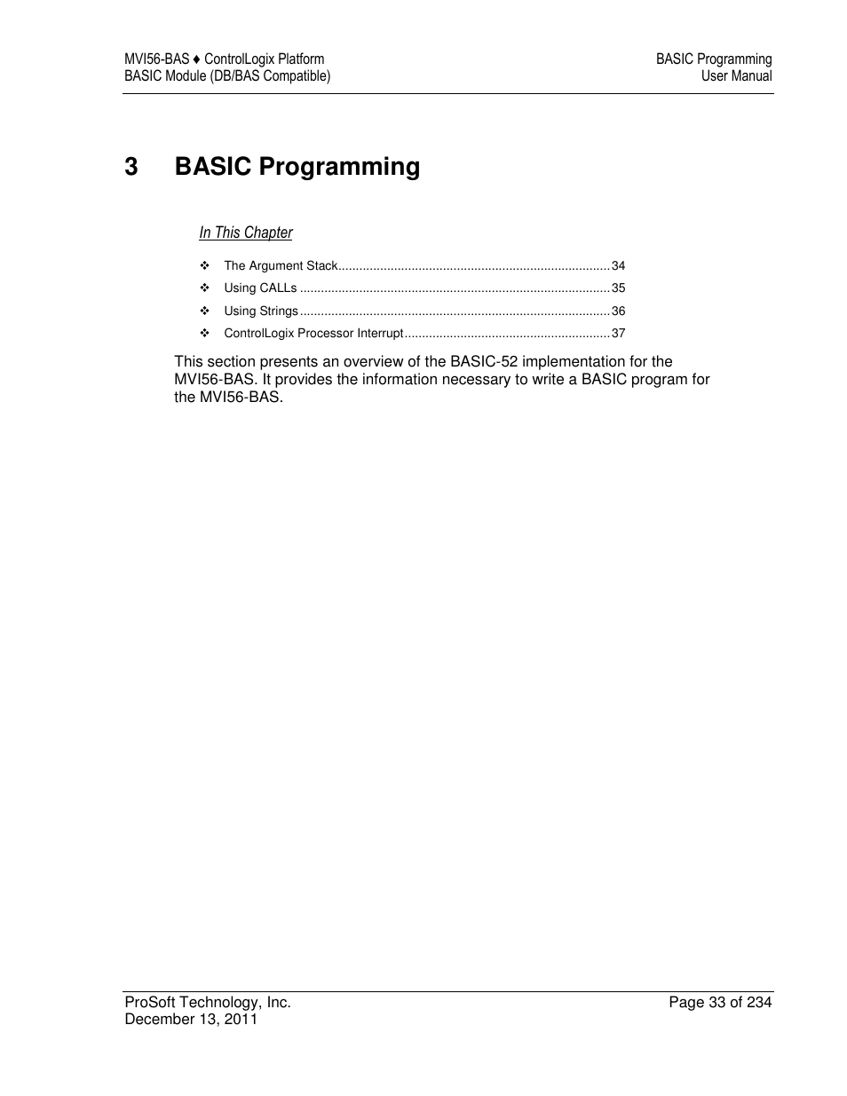 3basic programming | ProSoft Technology MVI56-BAS User Manual | Page 33 / 234