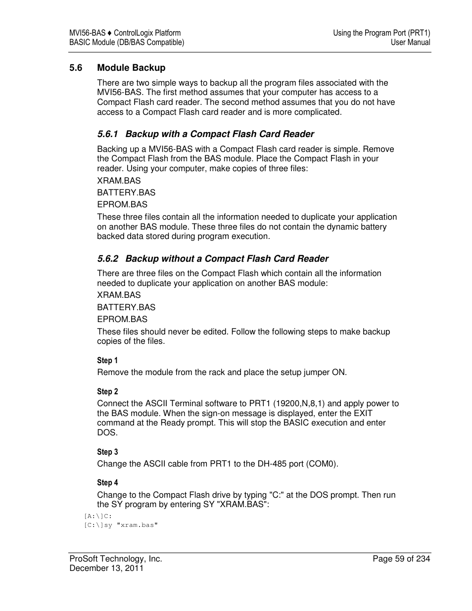 ProSoft Technology MVI56-BAS User Manual | Page 59 / 234